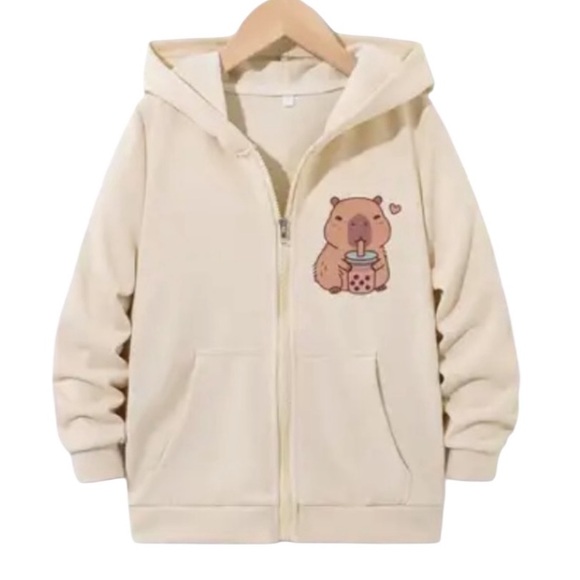 Cabybara Full Zip Hoodie in Cream Size 9/10 - Picture 1 of 6